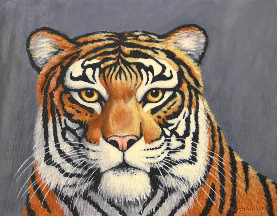 Wildlife Painting - Malayan Tiger Portrait by Penny Birch-Williams