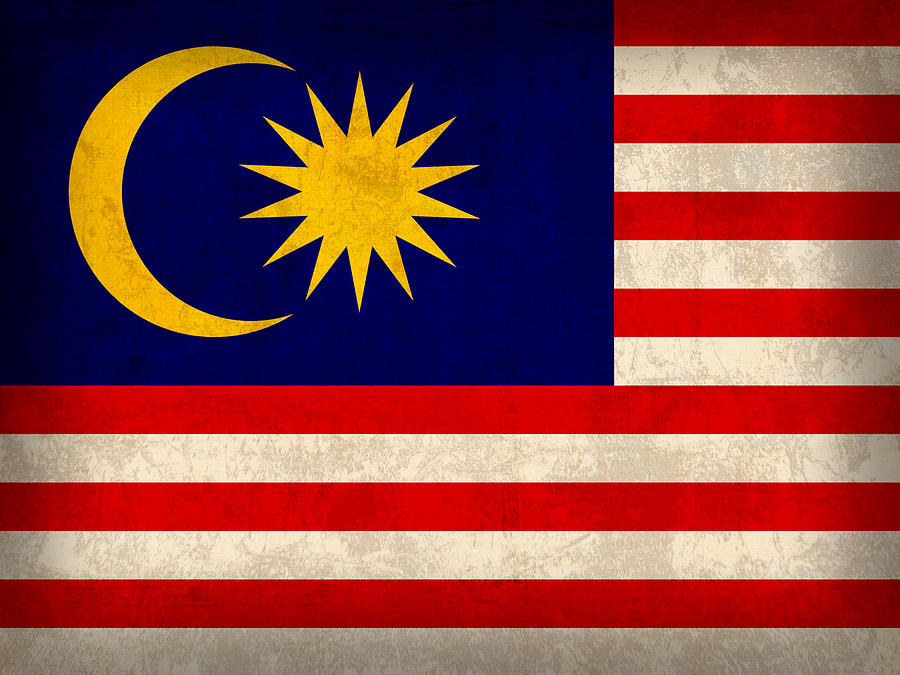 Vintage Mixed Media - Malaysia Flag Vintage Distressed Finish by Design Turnpike