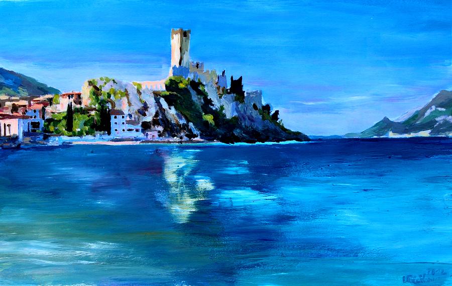 Lake Garda Painting - Malcesine with Castello Scaligero by M Bleichner