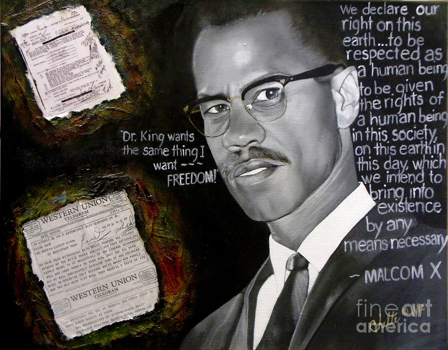 Malcom X Painting by Michelle Brantley