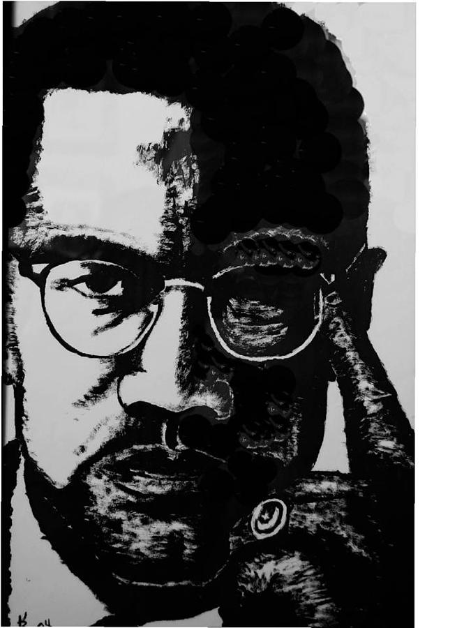 African Painting - Malcom X by Karen Buford