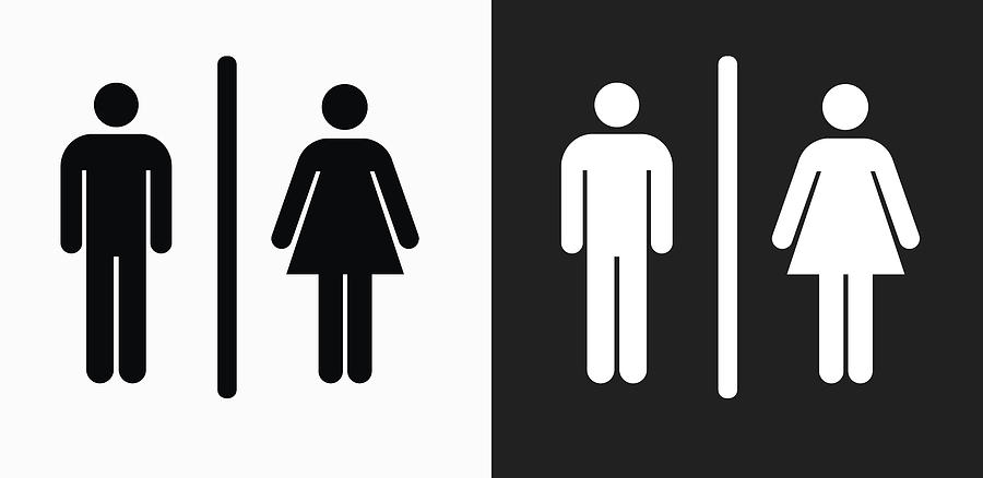 Male and Female Bathroom Sign Icon on Black and White Vector Backgrounds Drawing by Bubaone
