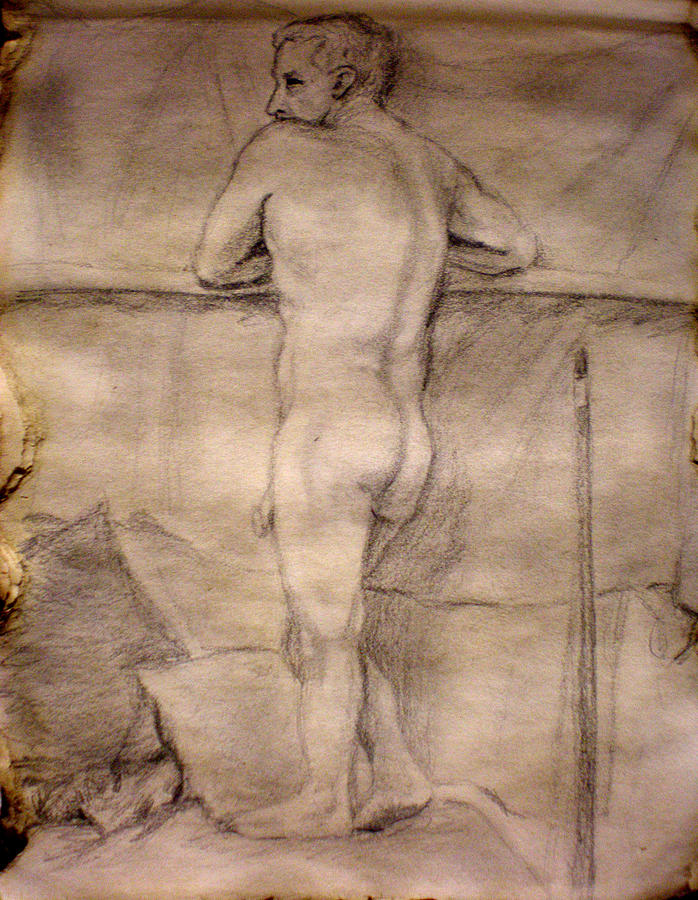 Nude Drawing - Male Back by Steve Spagnola