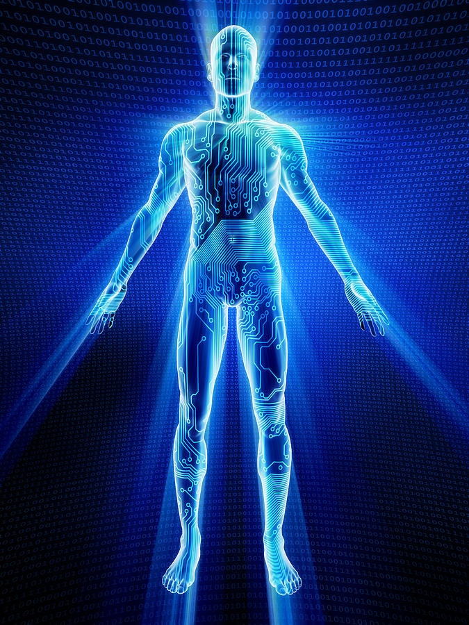Male body covered in electronic circuits Photograph by Henrik5000