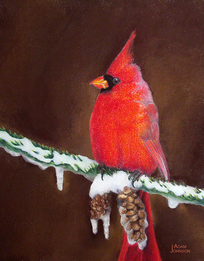 Male Cardinal Painting by Adam Johnson