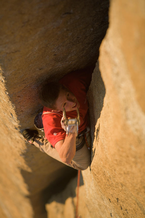 Male Climber Placing Protection Photograph By Corey Rich Pixels