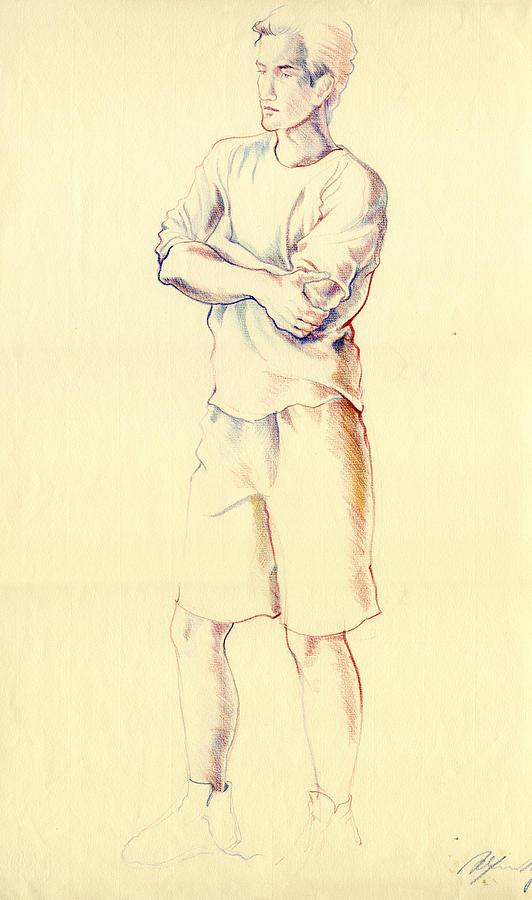 Male Figure Drawing Drawing by Alfred Ng