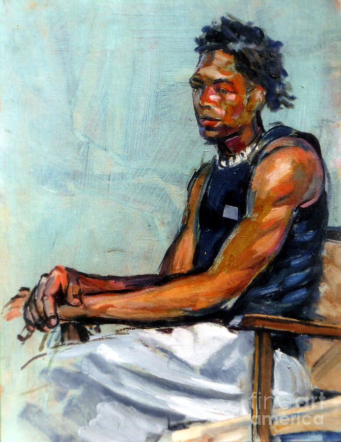 Male Figure Sitting Painting by Stan Esson