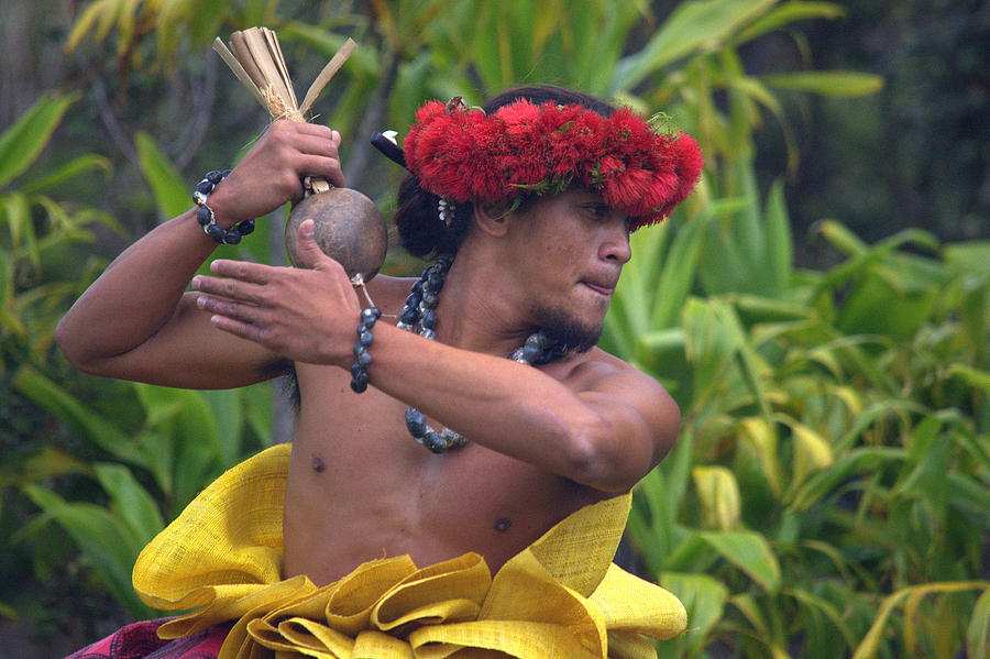Male Hula Dancer With Small Gourd Instrument Photograph by Lori Seaman