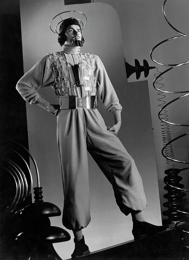 Male Model Wearing Futuristic Gray Jumpsuit Photograph by Anton Bruehl