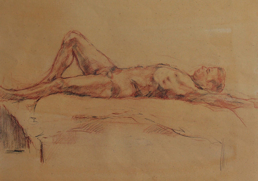 Male Nude 3 Drawing by Becky Kim