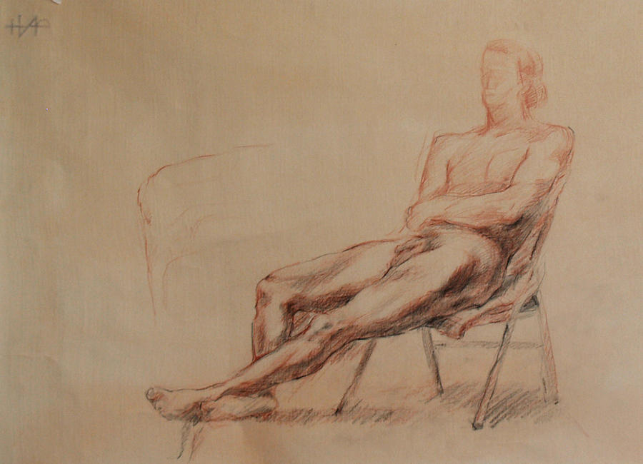 Male Nude 4 Drawing by Becky Kim