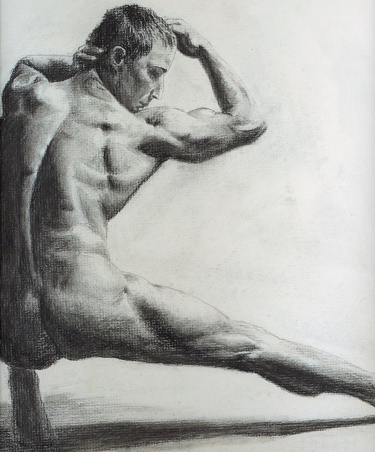 Male Nude 4 Drawing by Rachel Bochnia