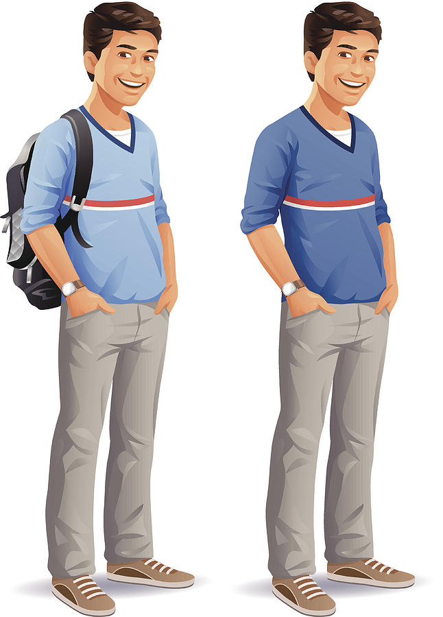 Male Student With Backpack Drawing by Kbeis