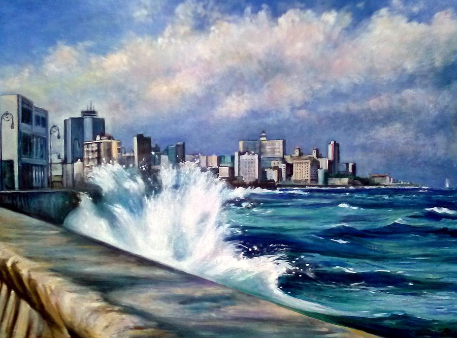 Malecon Havana Painting by Philip Corley