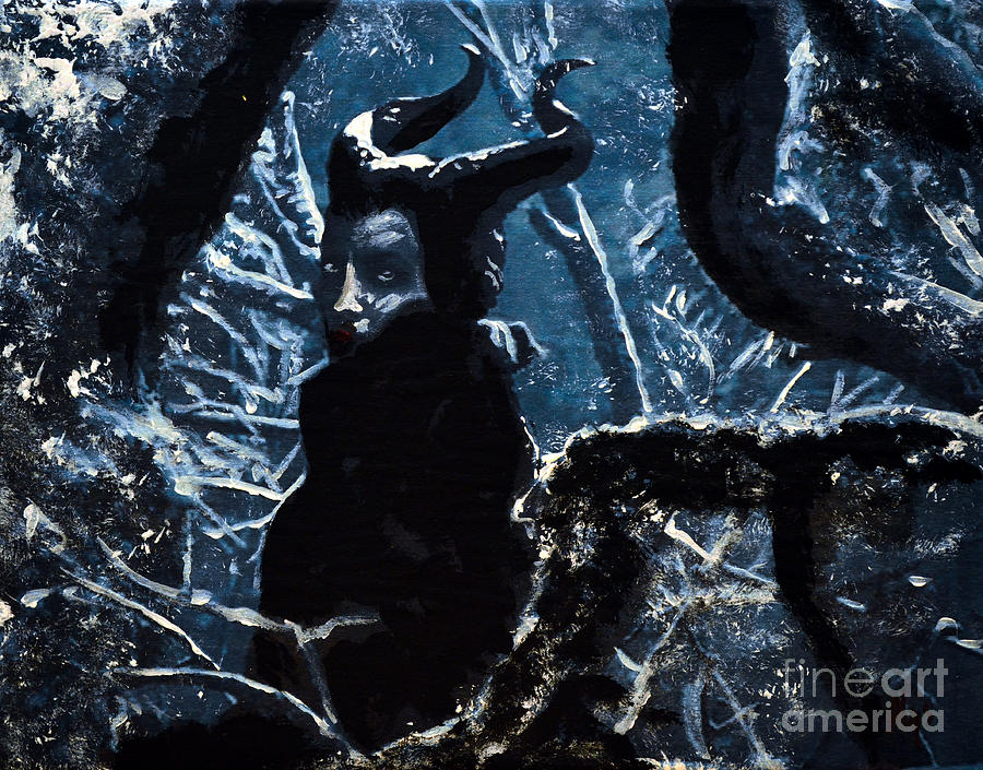 Maleficent In Winters Woods Painting by Alys Caviness-Gober