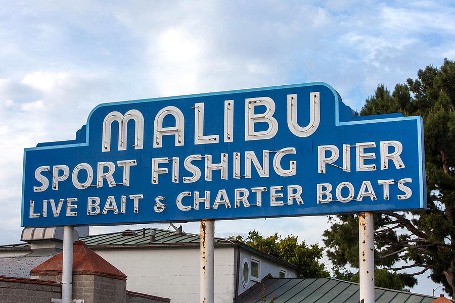 Malibu Pier Sign Photograph by Art Block Collections