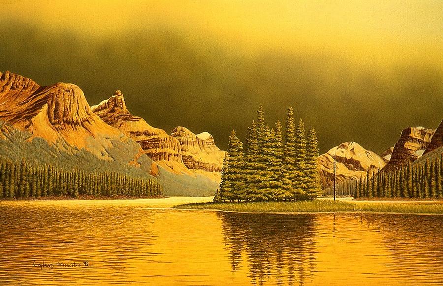 Maligne Lake Painting by Conrad Mieschke