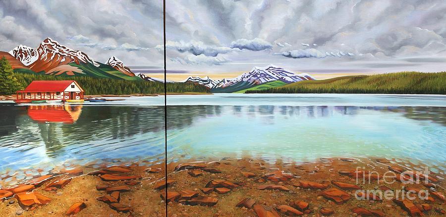 Jasper National Park Painting - Maligne lake Jasper by Elissa Anthony
