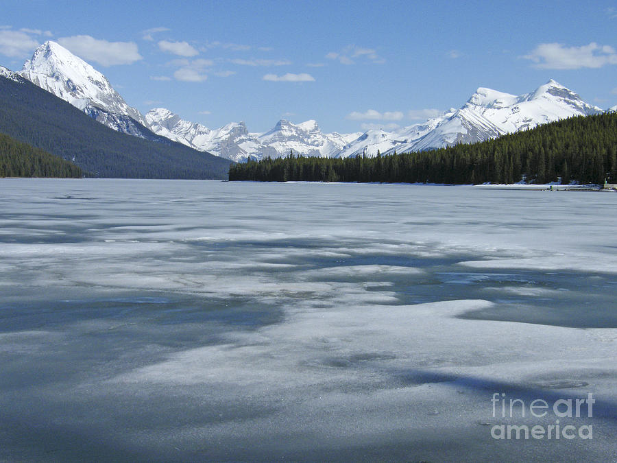Maligne Lake - Spring Thaw Photograph by Phil Banks