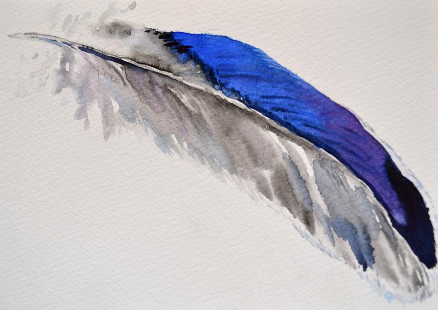Mallard Feather position B Painting by Beverley Harper Tinsley