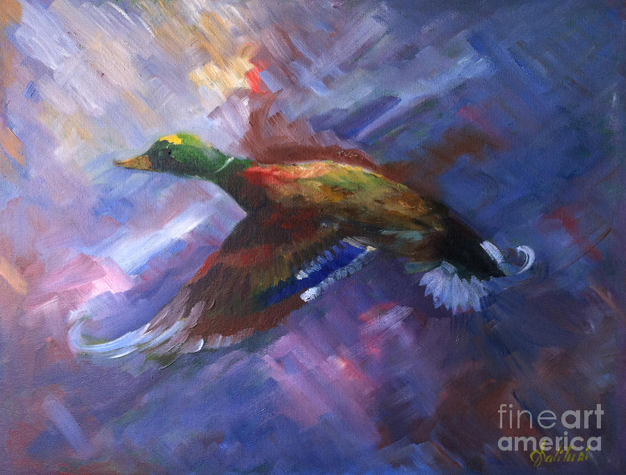 Bird Painting - Mallard in  Flight by Gail Salituri
