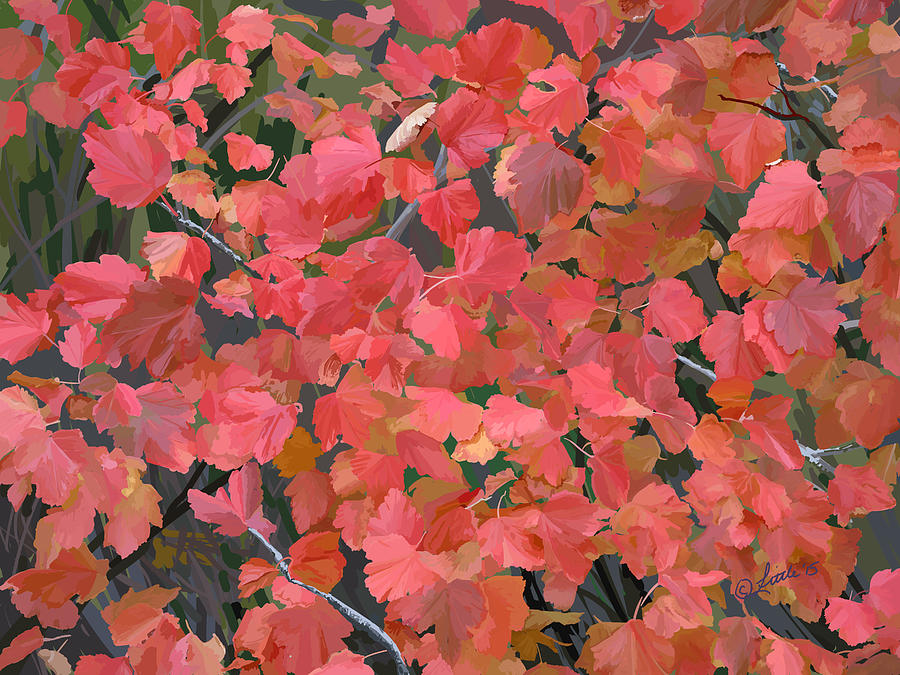 Mallow Ninebark Fall Painting by Pam Little