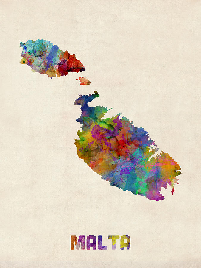 Malta Watercolor Map Digital Art by Michael Tompsett