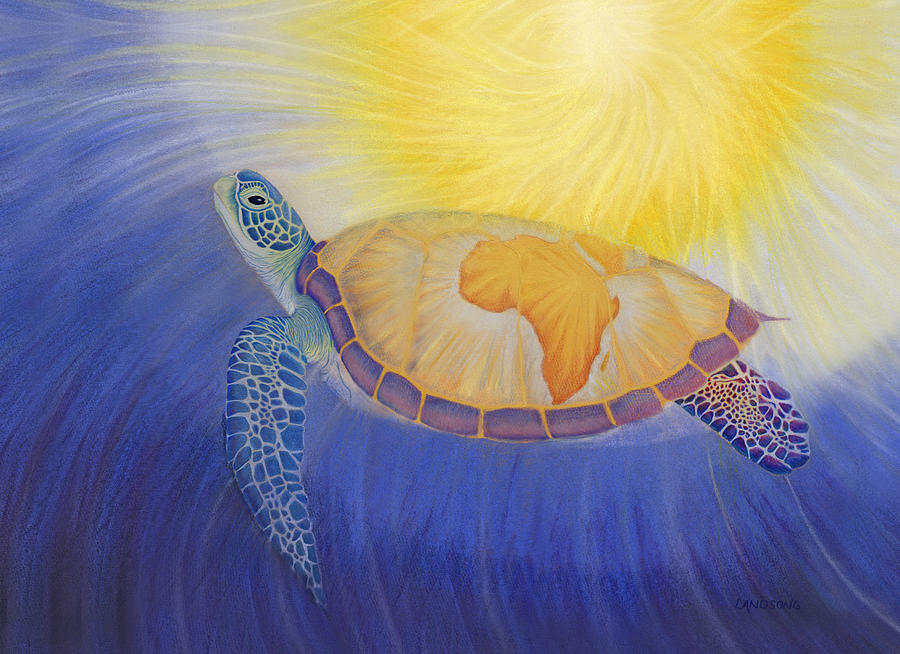 Mama Africa Turtle Drawing by Robin Aisha Landsong