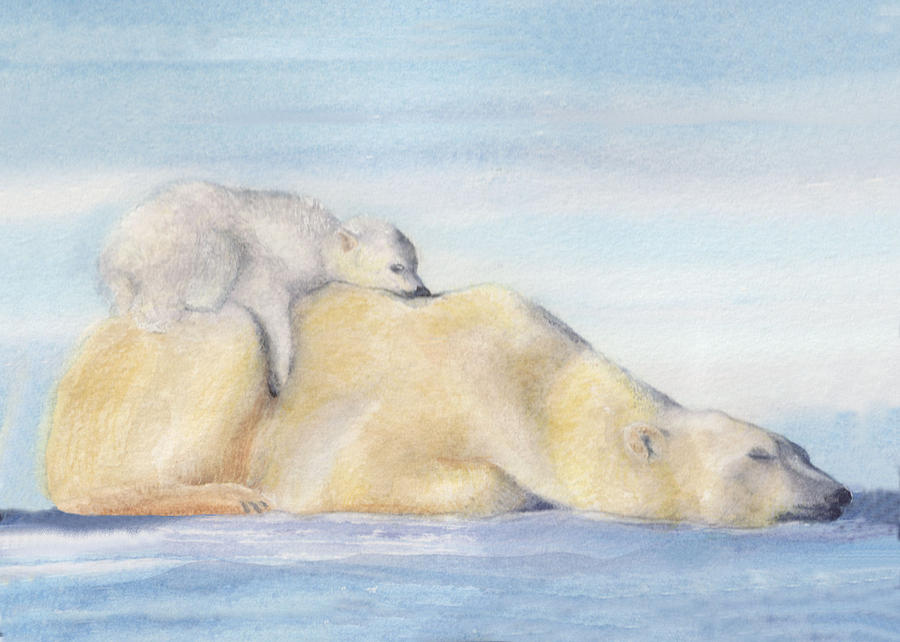 Mama and Baby Bear Painting by Debbie Lewis