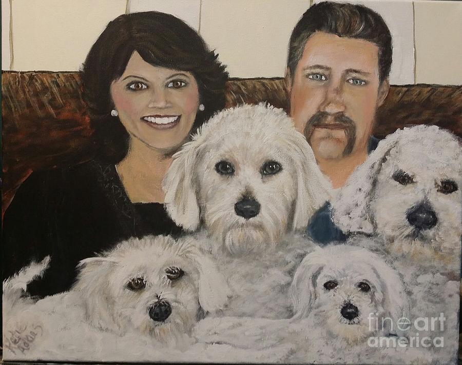 Dog Painting - Mama Dave and pets by Katie Adkins