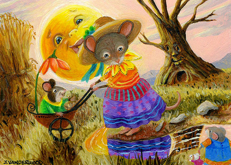 Mama Mouse and Baby Mouses Afternoon Walk Painting by Jacquelin L Vanderwood Westerman