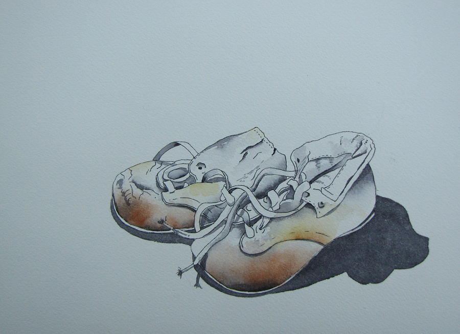 Lace Painting - Mamas First Shoes-cira1930 by Ramona Kraemer-Dobson
