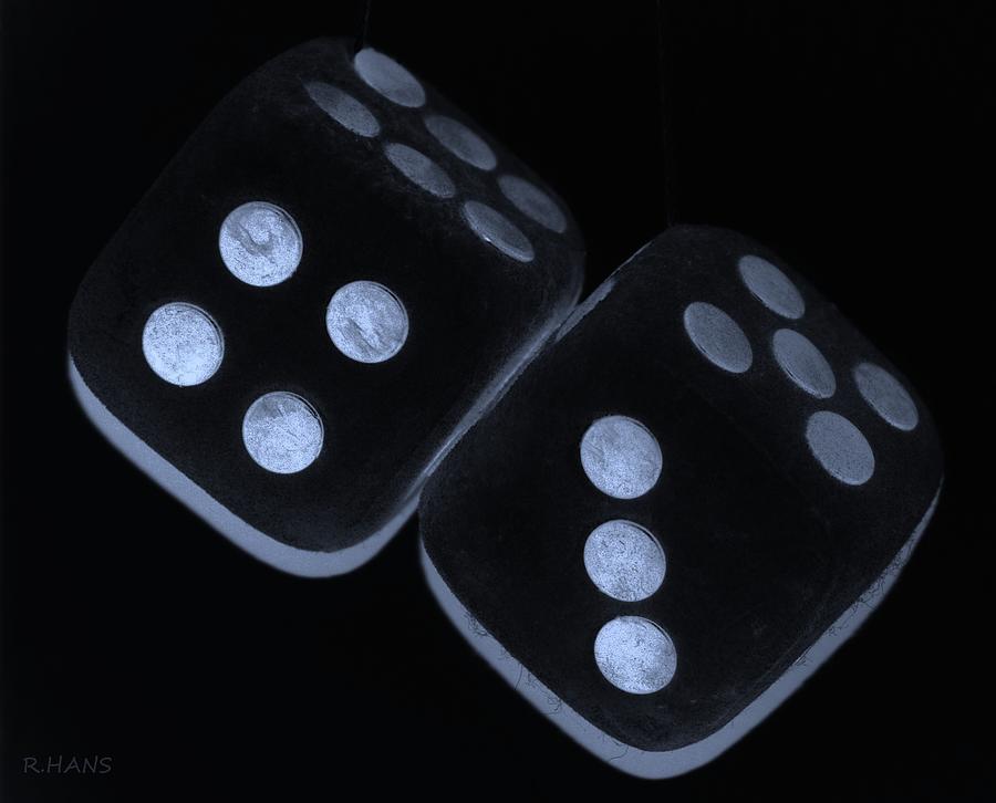 Dice Photograph - MAMAS FUZZY DICE in CYAN by Rob Hans