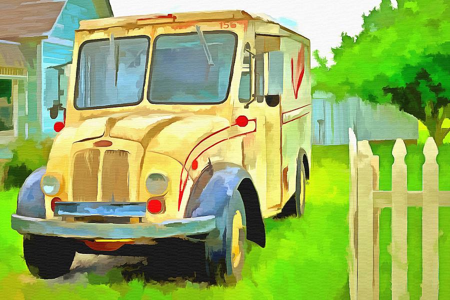 Vintage Painting - Mamas Got Company - Old Dairy Truck  by L Wright