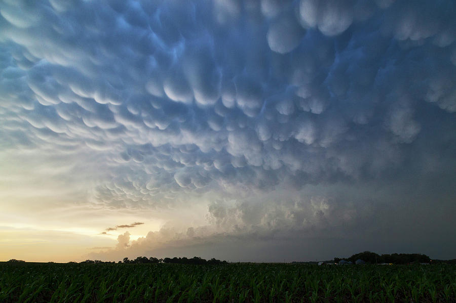 Nature Photograph - Mammatus Clouds by Roger Hill