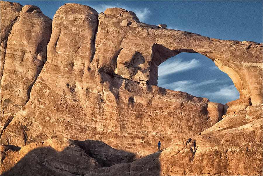National Parks Photograph - Man Against Rock by Robert Fawcett