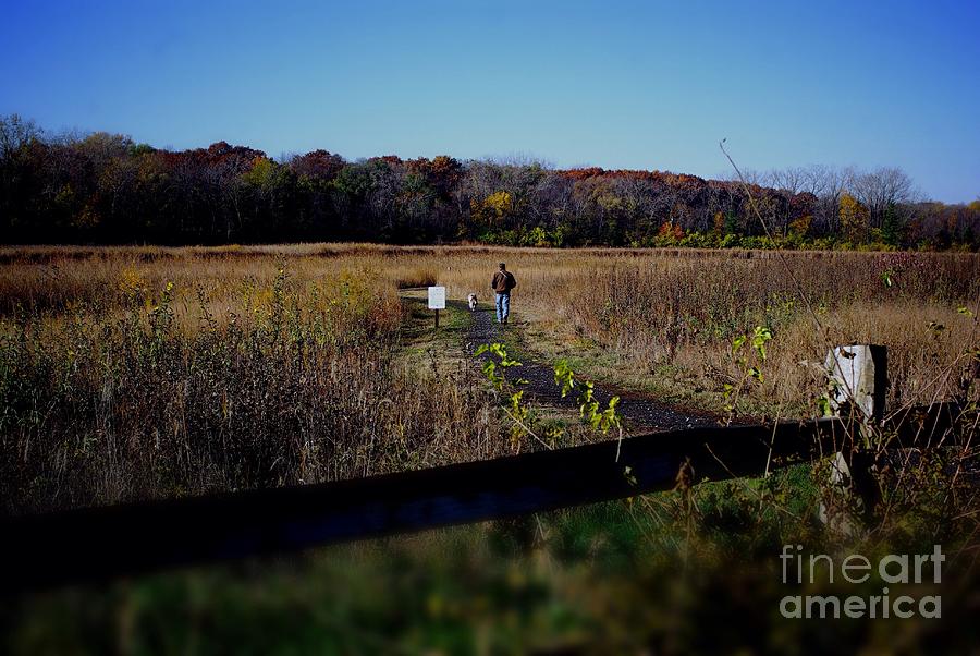 Man and Dog Walking the Nature Trail Photograph by Frank J Casella