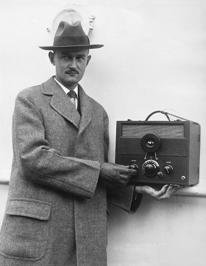 Man And His Tiny Radio Photograph By Underwood Archives - Fine Art America