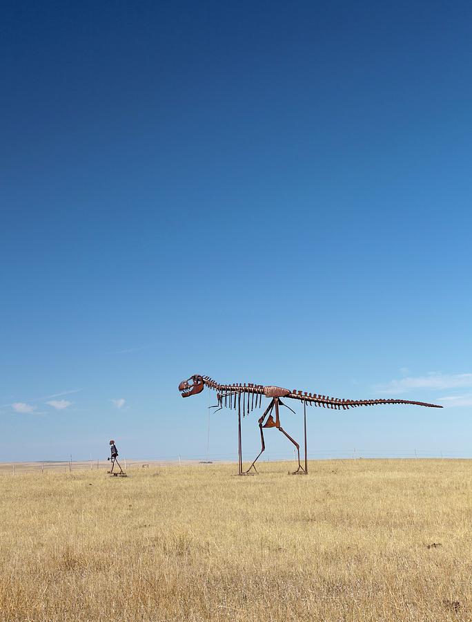 Man And T. Rex Skeletons Photograph by Jim West - Fine Art America