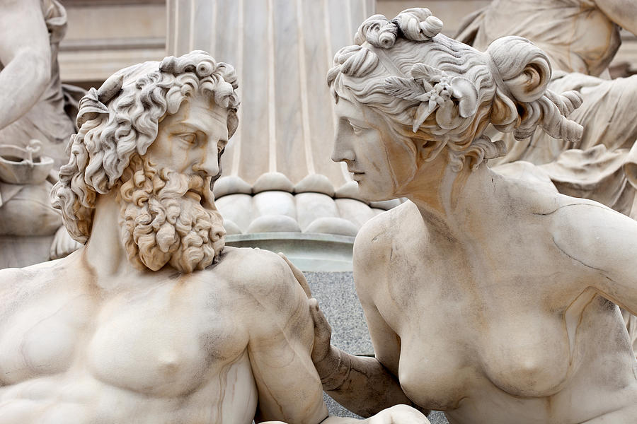 Man And Woman Conversing The Atena Statue In Vienna, Austria Photograph by Traveler1116 Man And Woman Conversing The Atena Statue In Vienna, Austria Photograph by Traveler1116