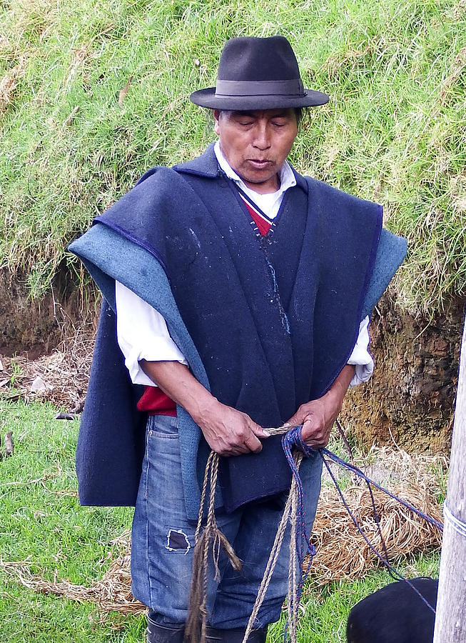 Man at Otavalo animal market Ecuador Photograph by Kurt Van Wagner