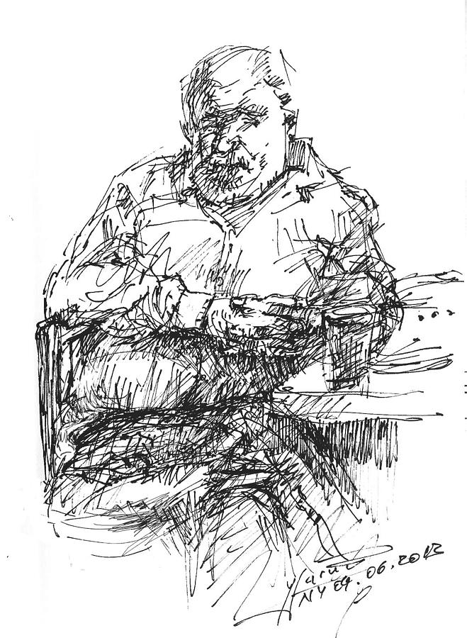 Man At Bar Drawing - Man At The Bar by Ylli Haruni