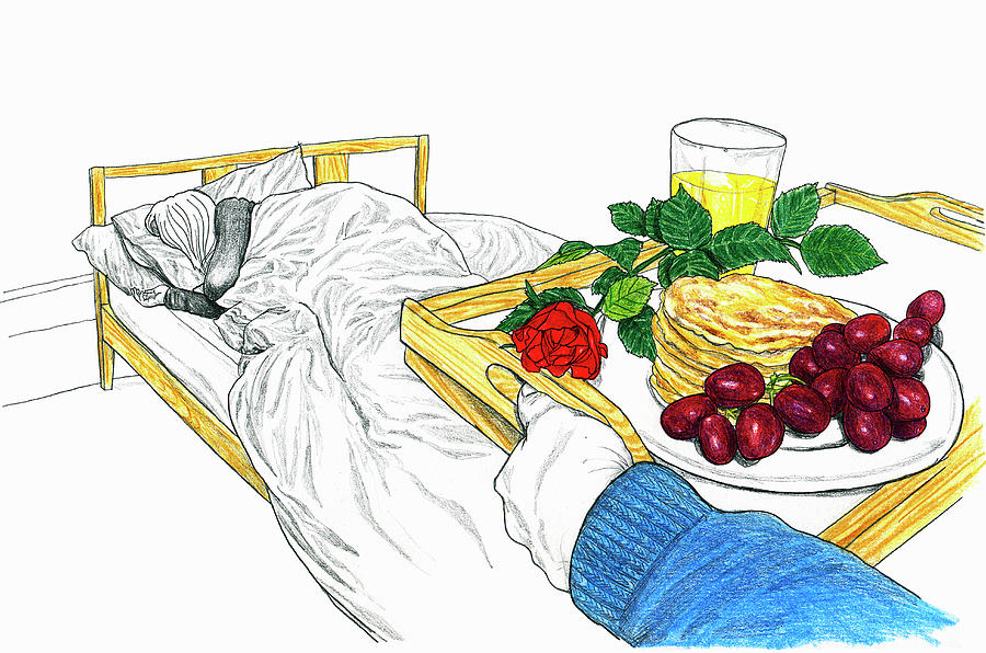 Man Bringing Tray With Breakfast In Bed Photograph by Ikon Ikon Images