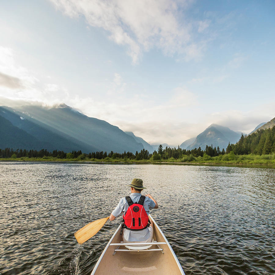 Man Canoeing On Widgeon Creek In Front Photograph by Christopher Kimmel