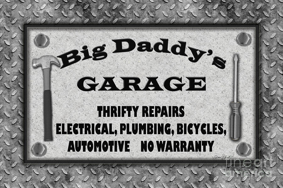 Hammer Digital Art - Man Cave-Big Daddys Garage  by Jean Plout