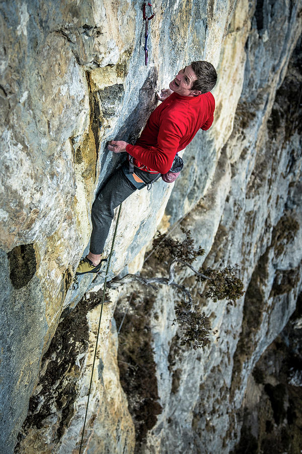 Man Climbing At Fallenflue, Switzerland Photograph by Stefan Kuerzi ...