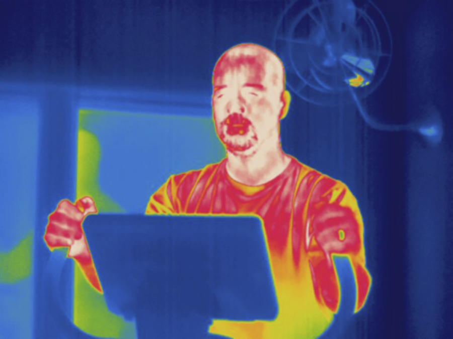 Sports Photograph - Man Exercising, Thermogram by Science Stock Photography
