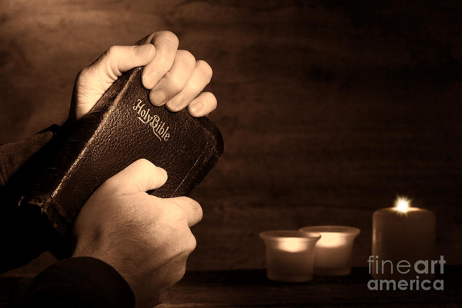 Man Hands and Bible Photograph by Olivier Le Queinec