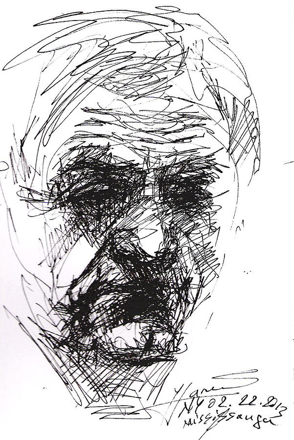 Sketch Drawing - Man Head by Ylli Haruni